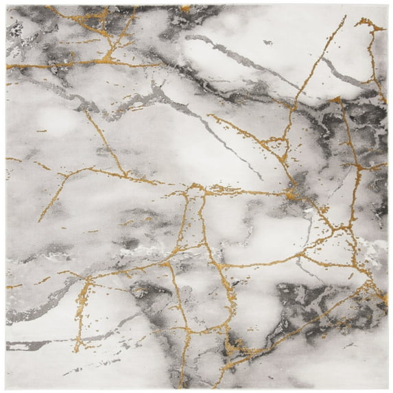 SAFAVIEH Craft Paul Abstract Area Rug, Grey/Gold, 4' x 4' Square