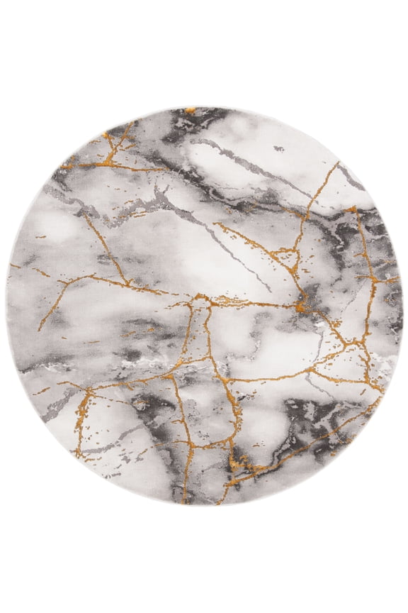 Craft Paul Abstract Area Rug, Grey/Gold, 5'3" x 5'3" Round