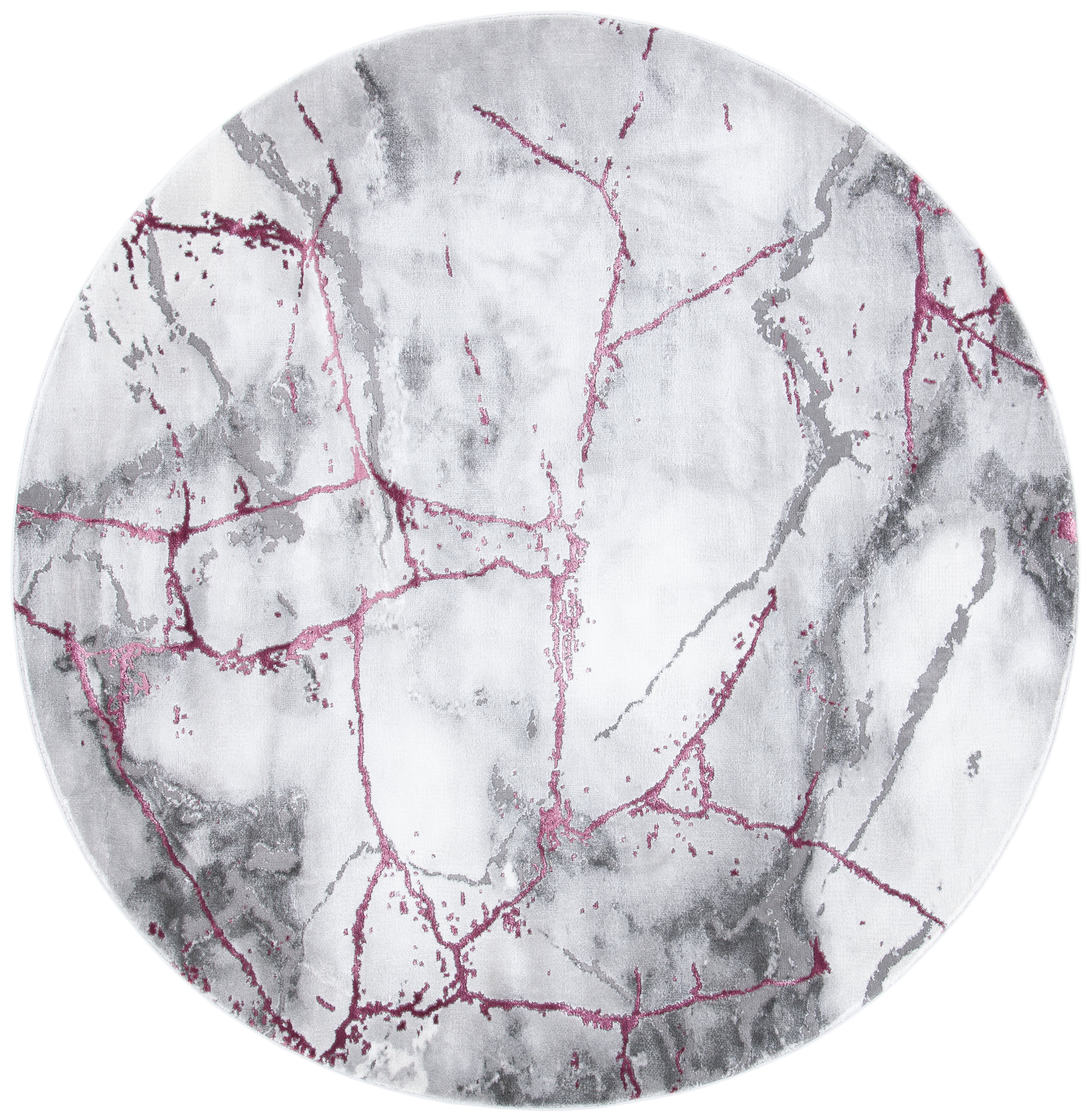 SAFAVIEH Craft Paul Abstract Area Rug, Grey/Wine, 6'7" x 6'7" Round