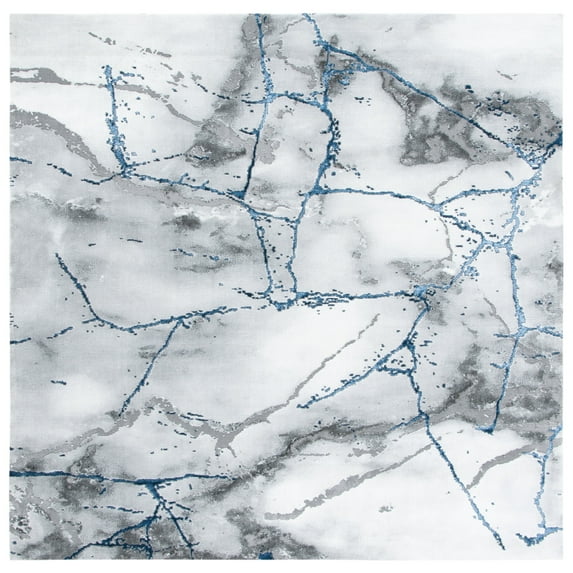 SAFAVIEH Craft Paul Abstract Area Rug, Ivory Grey/Blue, 8' x 8' Square