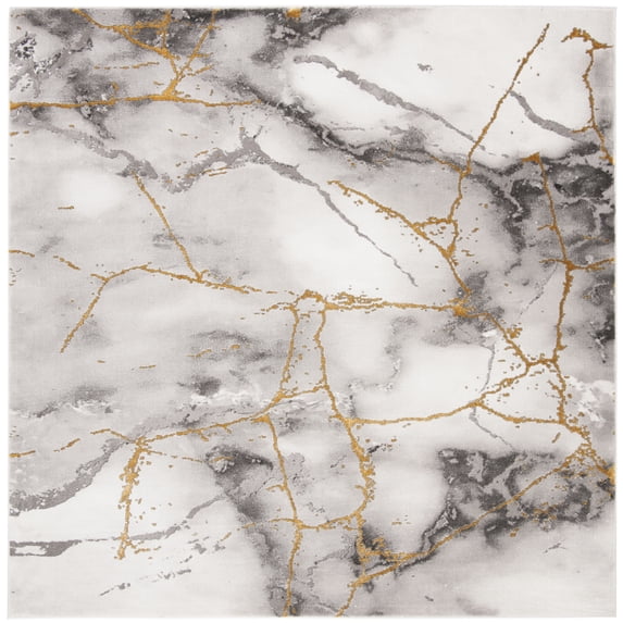 SAFAVIEH Craft Paul Abstract Area Rug, Grey/Gold, 11' x 11' Square