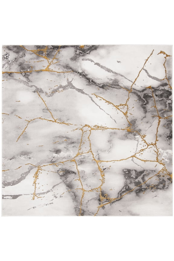 Craft Paul Abstract Area Rug, Grey/Gold, 11' x 11' Square