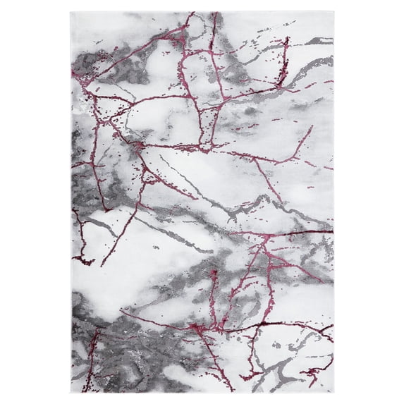 SAFAVIEH Craft Paul Abstract Area Rug, Grey/Wine, 2'7" x 5'