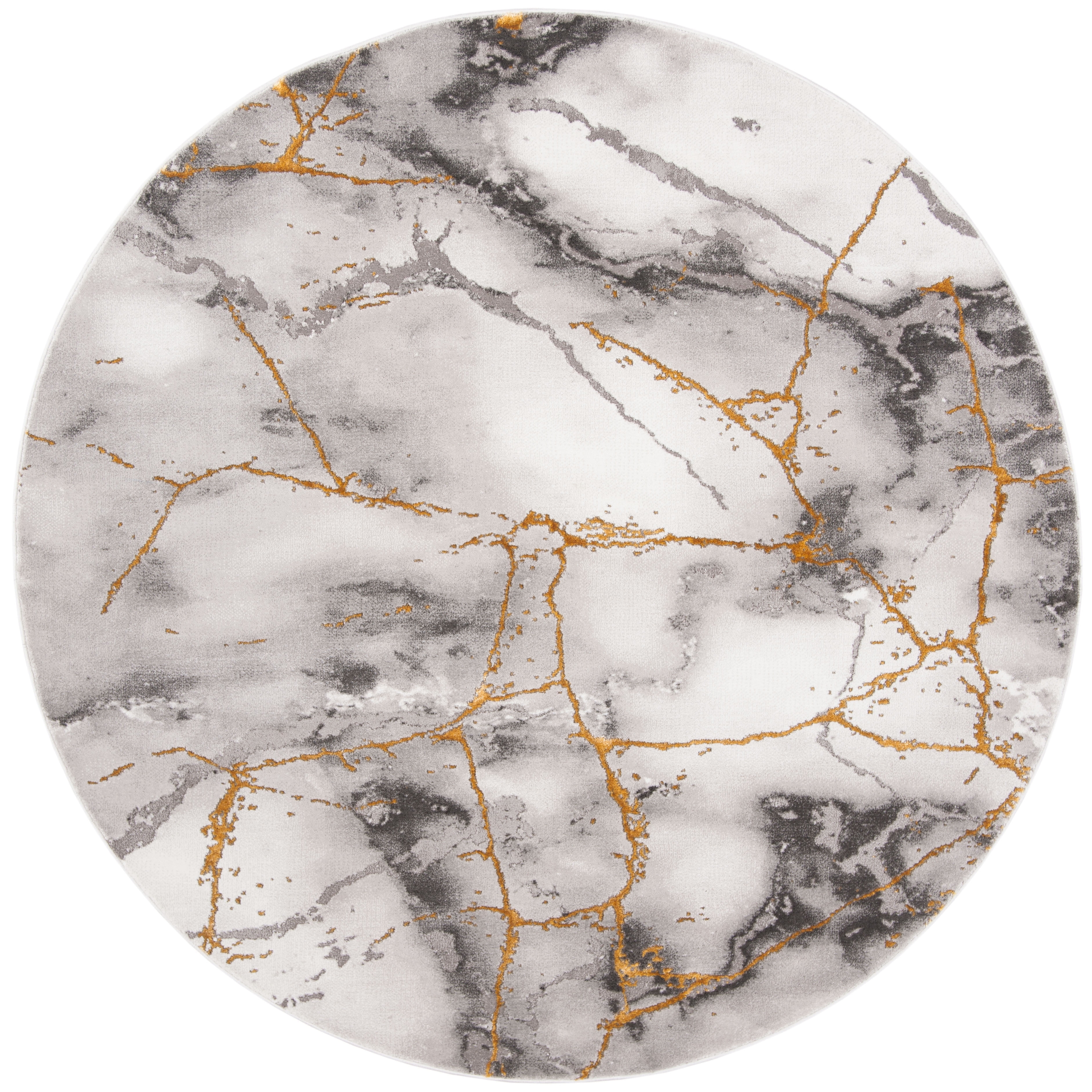 SAFAVIEH Craft Paul Abstract Area Rug, Grey/Gold, 3' x 3' Round