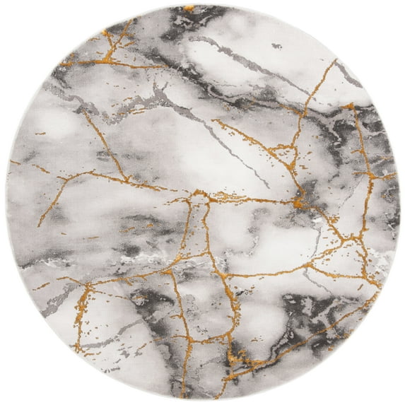 SAFAVIEH Craft Paul Abstract Area Rug, Grey/Gold, 3' x 3' Round