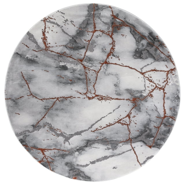 SAFAVIEH Craft Paul Abstract Marble Area Rug, 4' x 4' Round, Grey/Orange