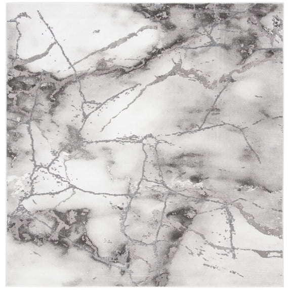 SAFAVIEH Craft Paul Abstract Area Rug, Grey/Silver, 5'3" x 5'3" Square