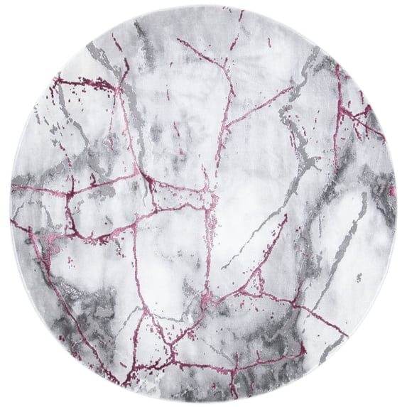 SAFAVIEH Craft Paul Abstract Area Rug, Grey/Wine, 8' x 8' Round