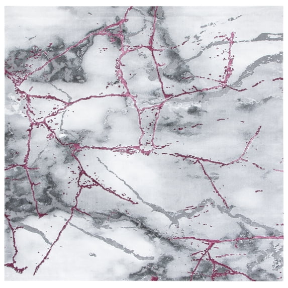 SAFAVIEH Craft Paul Abstract Area Rug, Grey/Wine, 8' x 8' Square
