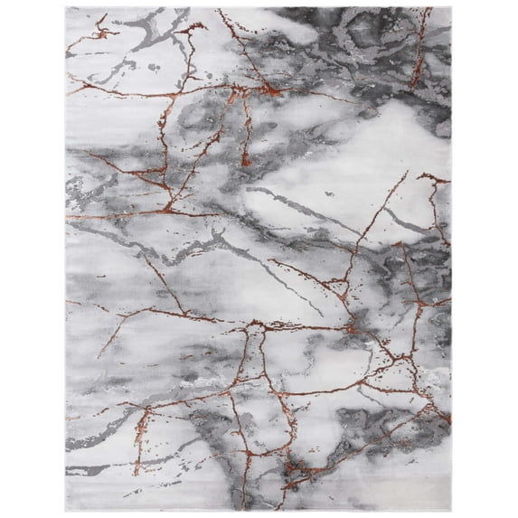 SAFAVIEH Craft Paul Abstract Area Rug, Grey/Orange, 9' x 12'