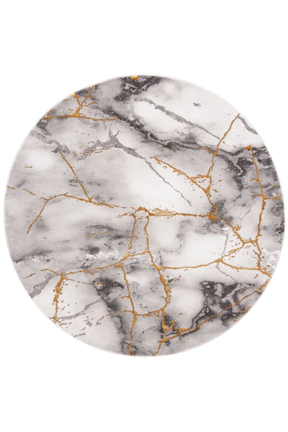 Craft Paul Abstract Area Rug, Grey/Gold, 9' x 9' Round