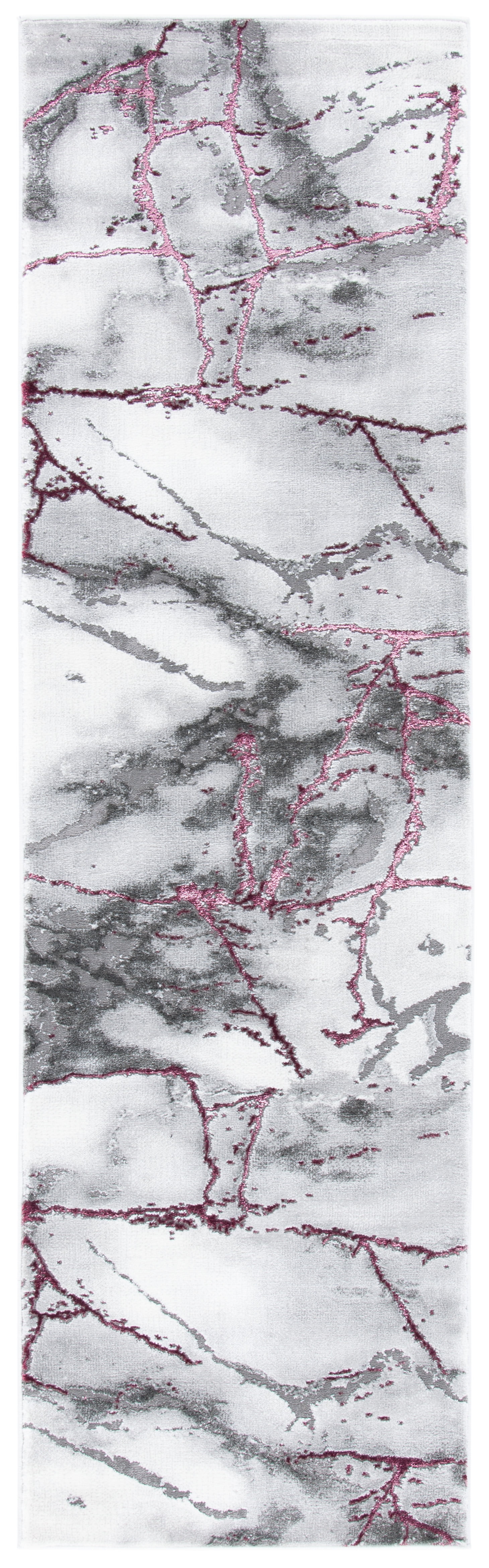 Gray and Green Abstract Hand-knotted Runner Rug