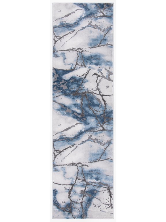 Craft Paul Abstract Runner Rug, Grey/Blue, 2'3" x 14'