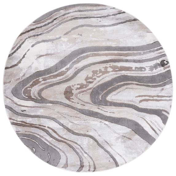 SAFAVIEH Craft Sylvester Abstract Area Rug, Grey/Beige, 6'7" x 6'7" Round