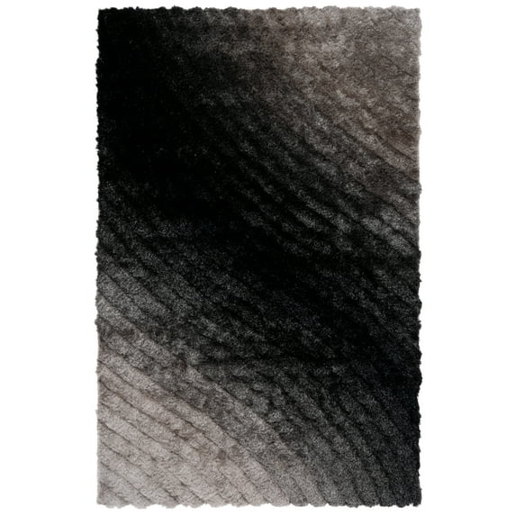 SAFAVIEH Craig Abstract Plush Shag Area Rug, Silver, 6' x 6' Round