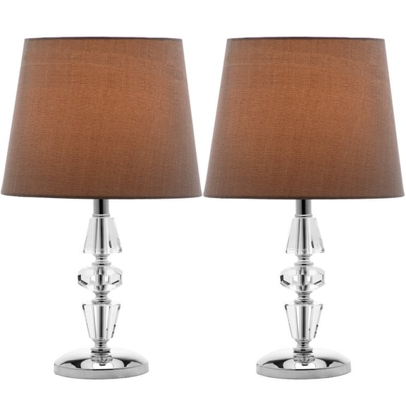 SAFAVIEH Crescendo 16 in. Crystal Table Lamp with Grey Polyester Shade, Set of 2