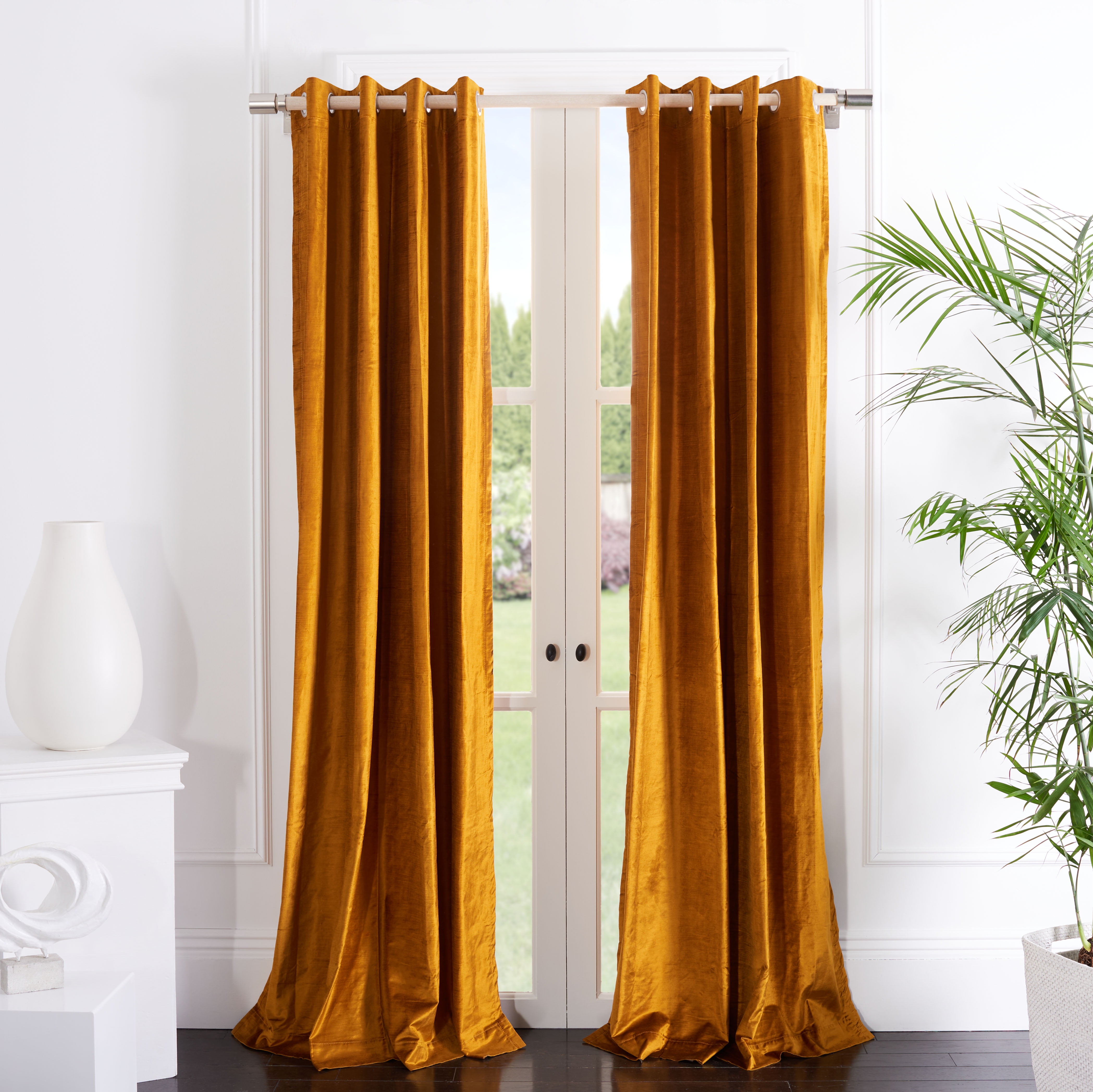 SAFAVIEH Creslia Contemporary Mustard Solid Grommet Blackout Curtains, 52" x 96"