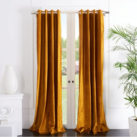 SAFAVIEH Creslia Contemporary Mustard Solid Grommet Blackout Curtains, 52" x 96"
