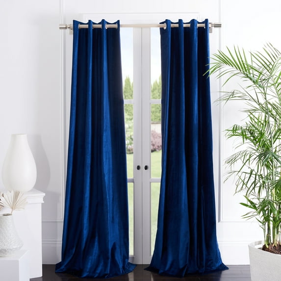 SAFAVIEH Creslia Contemporary Navy Solid Grommet Blackout Curtains, 52" x 96"