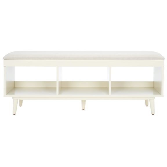 SAFAVIEH Cricket Open Shelf Bench with Cushion, Cream