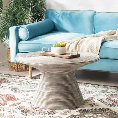 SAFAVIEH Cristina Round Metal Coffee Table, Grey White Wash