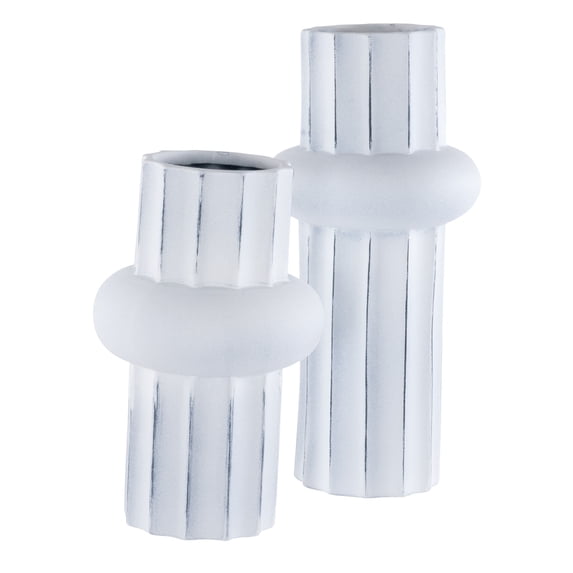 SAFAVIEH Croix Solid Rustic Ceramic Vase, Set of 2, Antique White