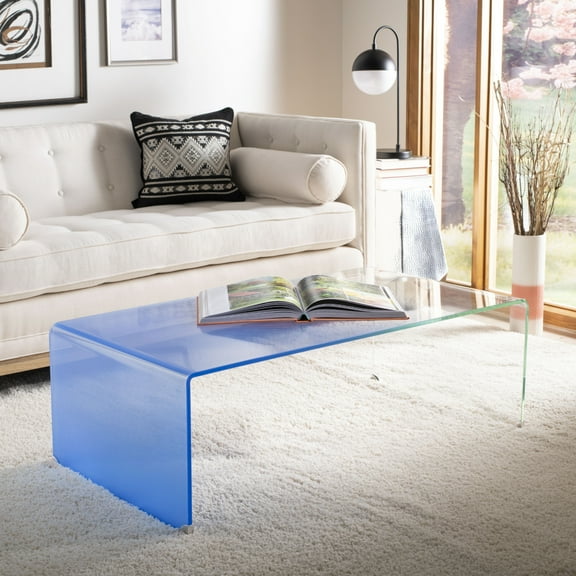 SAFAVIEH Crysta Glam Ombre Glass Coffee Table, Blue