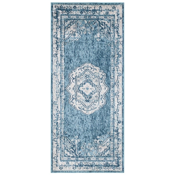 SAFAVIEH Crystal Beckett Oriental Runner Rug, Beige/Dark Teal, 2'2" x 5'