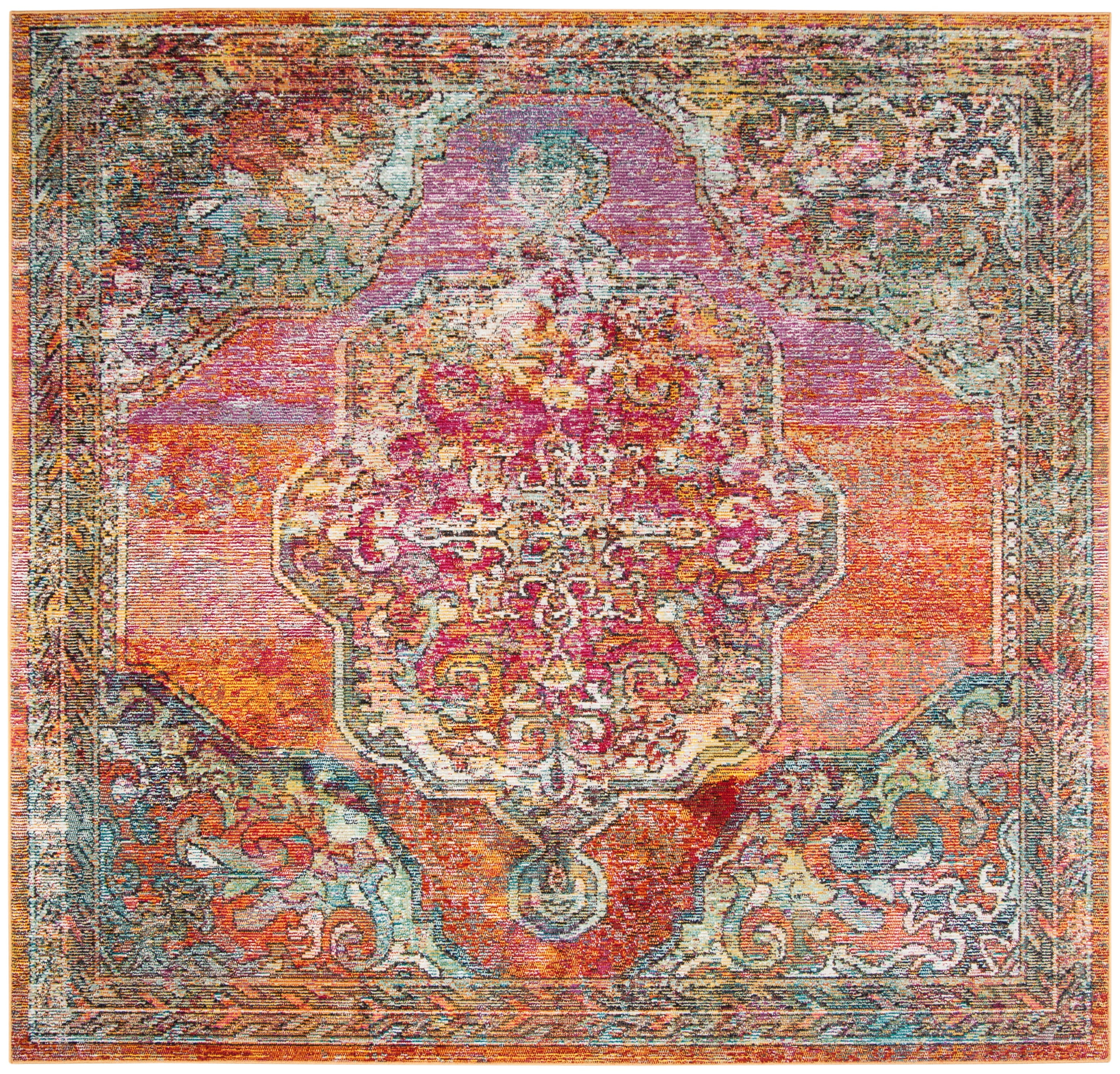 47" Light Blue Synthetic Oriental Non-slip Area Rug