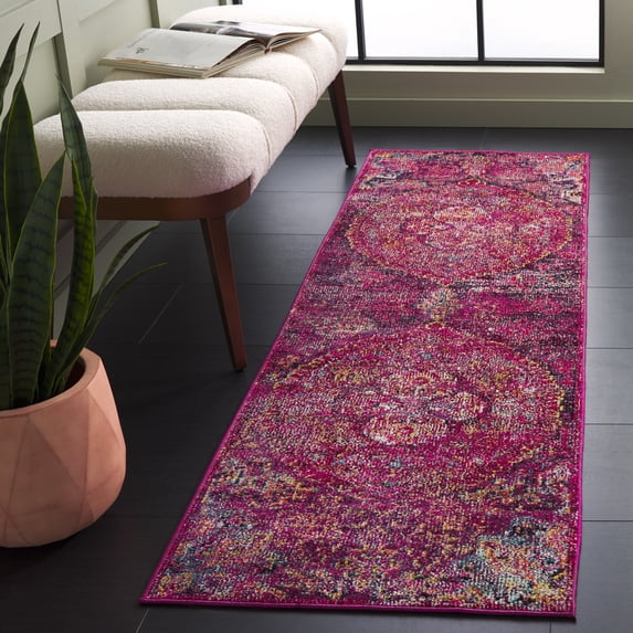 SAFAVIEH Crystal Charlene Oriental Runner Rug, Fuchsia/Purple, 2'2" x 5'