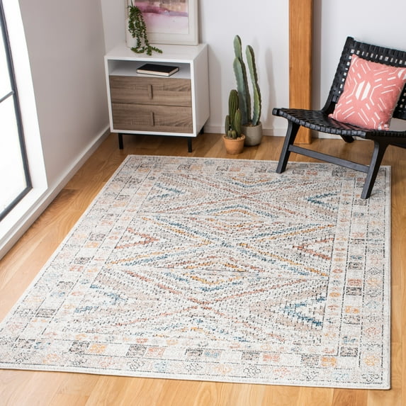 SAFAVIEH Crystal Clover Abstract Area Rug, Ivory/Gray, 4'5" x 6'5"