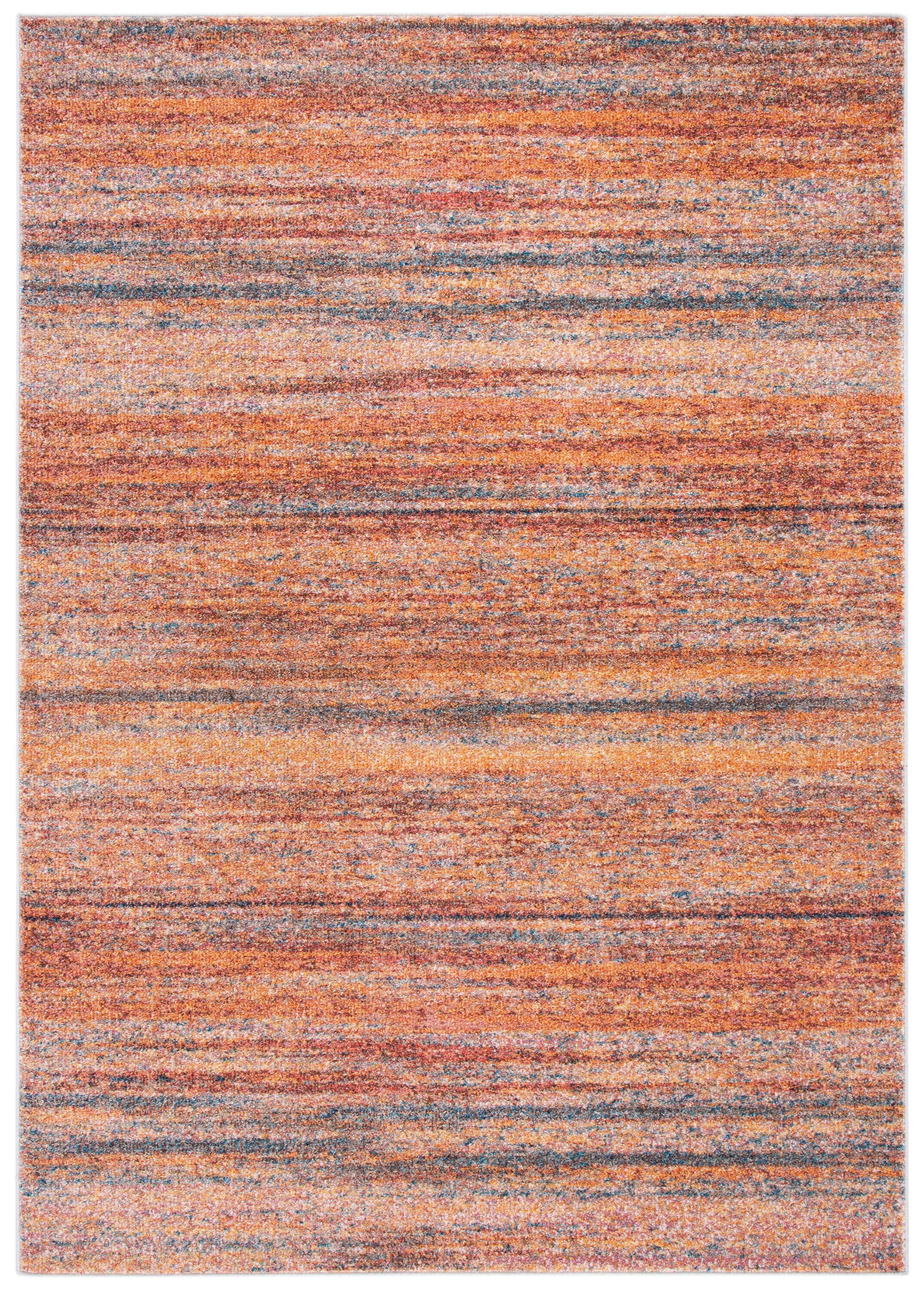 Rust and Blue Abstract Rectangular Synthetic Area Rug