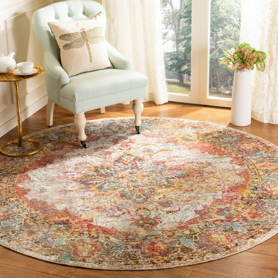 SAFAVIEH Crystal Odran Oriental Area Rug, Cream/Rose, 7' x 7' Round
