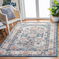 SAFAVIEH Crystal Dacre Abstract Area Rug, Ivory/Blue, 5'5" x 7'7"