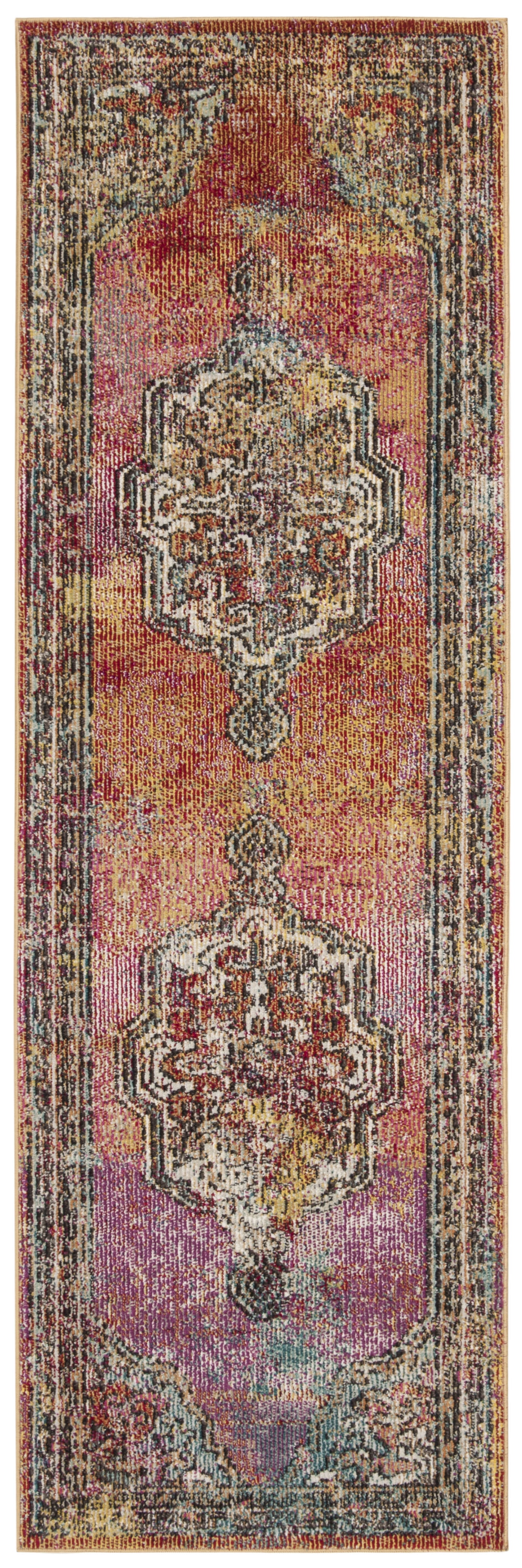 Colorful Low Pile Bohemian Floral Area Rug