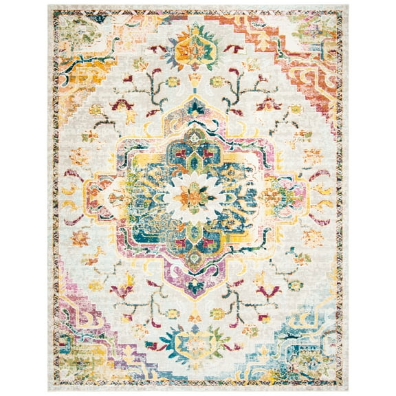 SAFAVIEH Crystal Debra Southwestern Area Rug, Light Blue/Grey, 9' x 12'