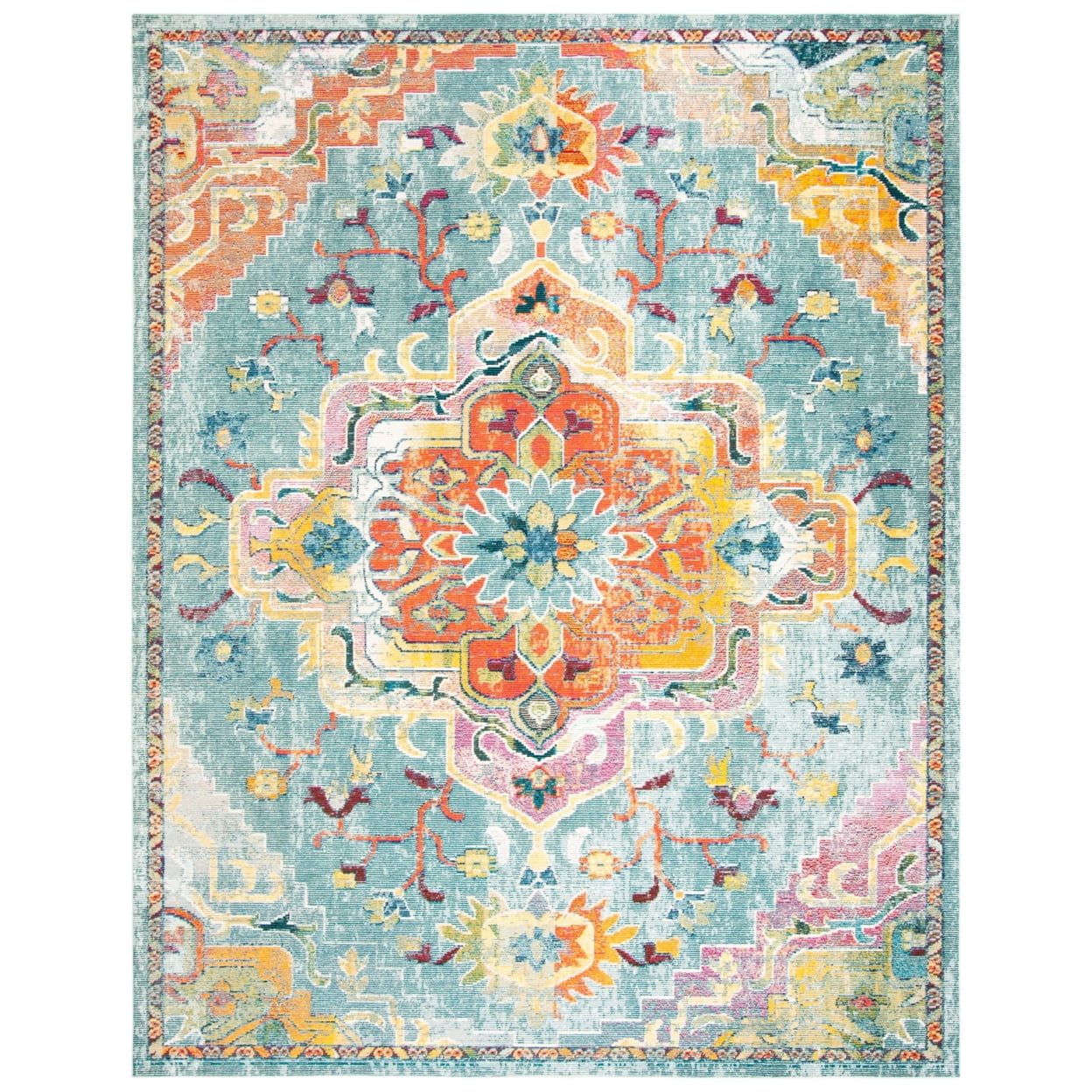 Teal Orange Rug SAFAVIEH Crystal Debra Floral Area Rug, Teal/Orange, 10' x 14 ...