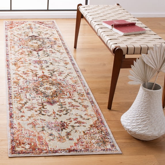 SAFAVIEH Crystal Debra Southwestern Runner Rug, Light Blue/Burgundy, 2'2" x 9'
