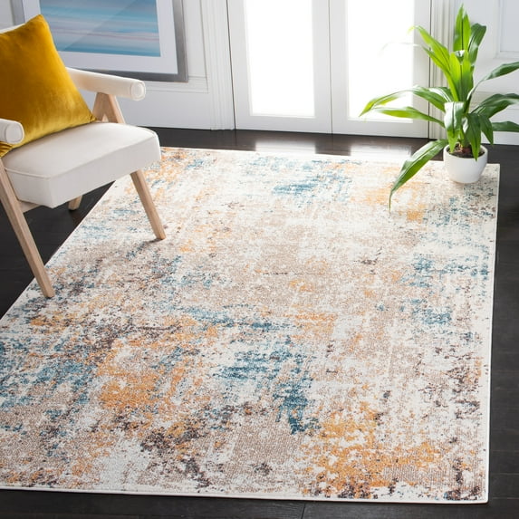SAFAVIEH Crystal Gaman Abstract Area Rug, Ivory/Yellow, 4'5" x 6'5"