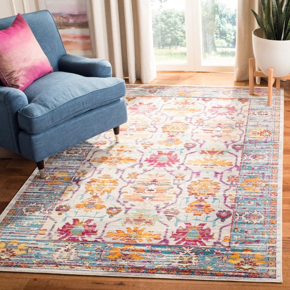 SAFAVIEH Crystal Katriona Oriental Area Rug, Cream/Teal, 9' x 12'
