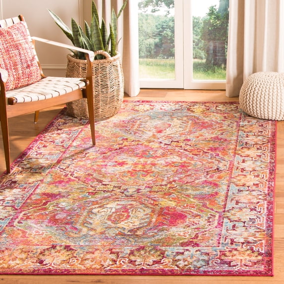 SAFAVIEH Crystal Lynette Oriental Area Rug, Fuchsia/Light Blue, 3' x 5'