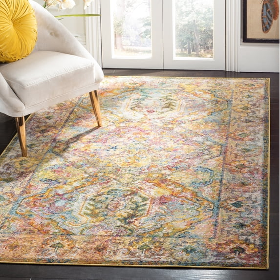 SAFAVIEH Crystal Lynette Oriental Area Rug, Light Blue/Orange, 8' x 10'