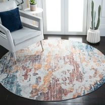 SAFAVIEH Crystal Malcolm Abstract Area Rug, Gold/Rust, 6'3" x 6'3" Round
