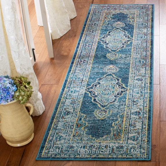 SAFAVIEH Crystal Miranda Oriental Runner Rug, Blue/Yellow, 2'2" x 5'