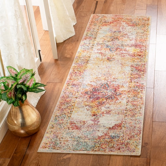 SAFAVIEH Crystal Odran Oriental Runner Rug, Cream/Rose, 2'2" x 7'