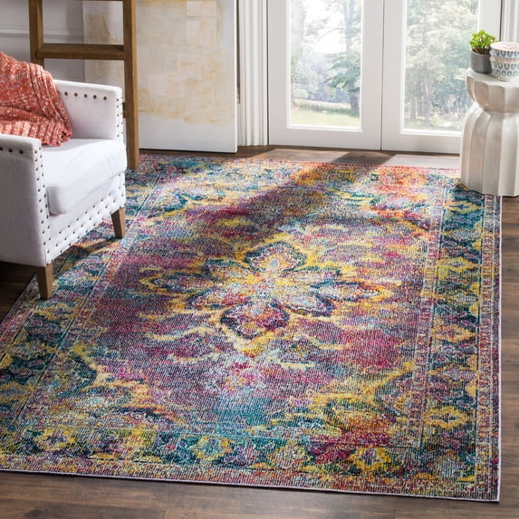 SAFAVIEH Crystal Odran Oriental Area Rug, Navy/Light Blue, 8' x 10'