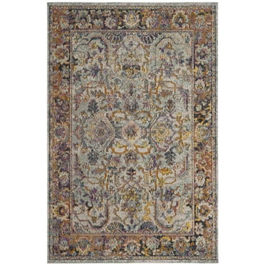 SAFAVIEH Crystal Payton Traditional Area Rug, Light Blue/Orange, 5' x 8'