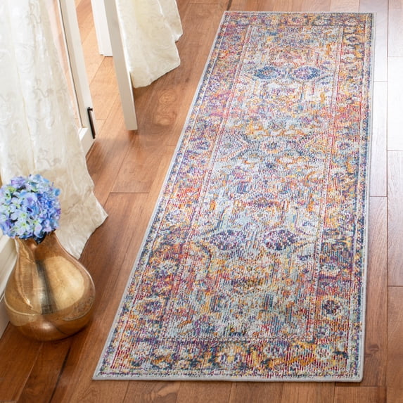 SAFAVIEH Crystal Payton Oriental Runner Rug, Light Blue/Orange, 2'2" x 7'
