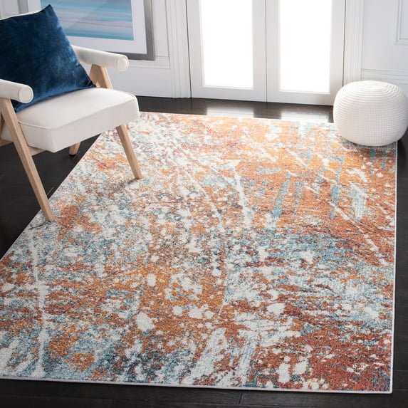 SAFAVIEH Crystal Priscilla Abstract Area Rug, Ivory/Rust, 4'5" x 6'5"