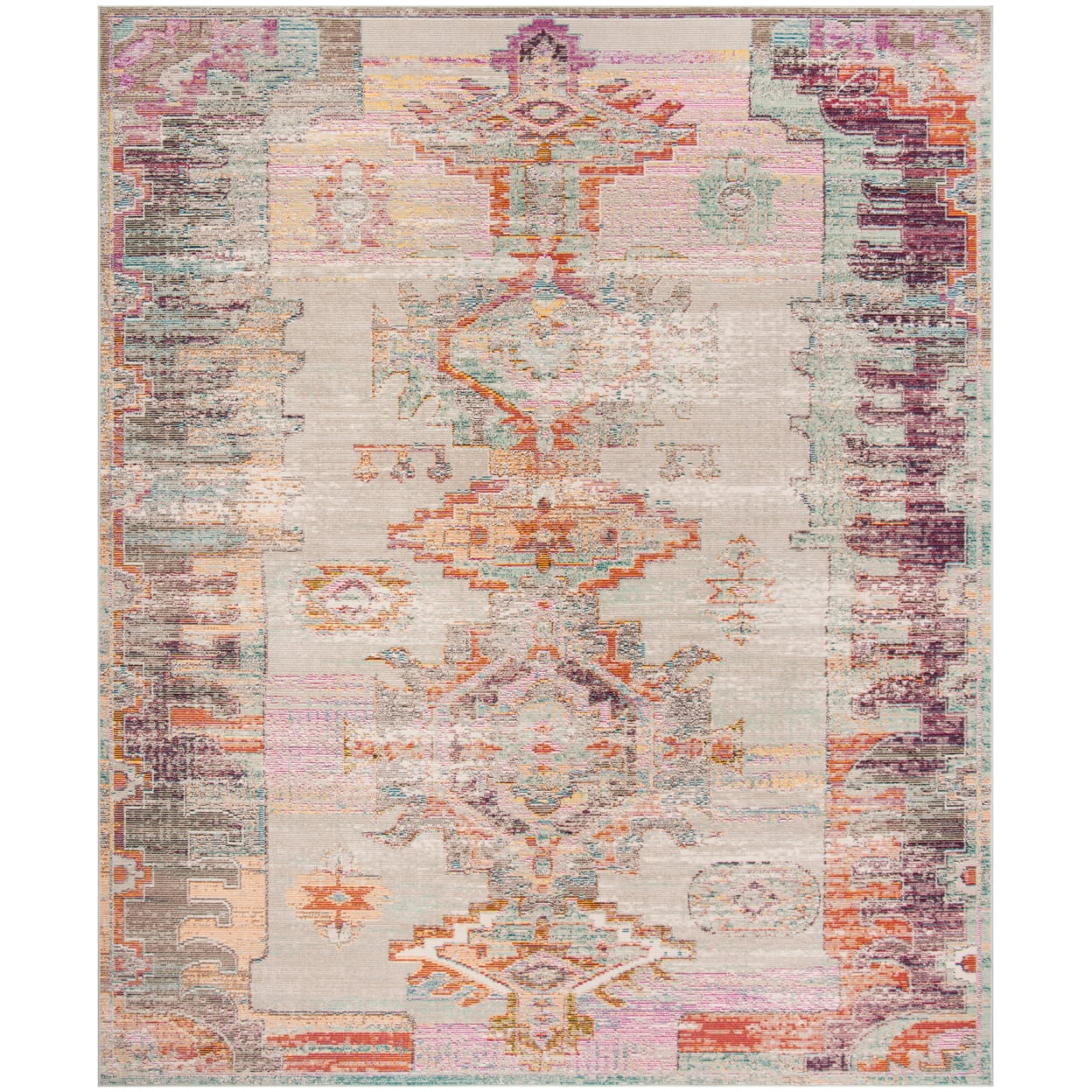 Elysian Distressed Grey 7' Round Synthetic Oriental Rug